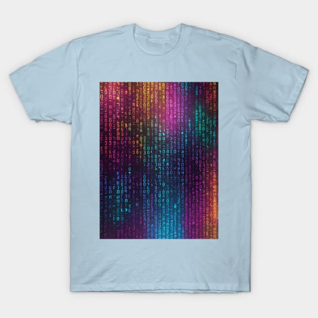 vibrant color binary code T-Shirt by Anik Arts